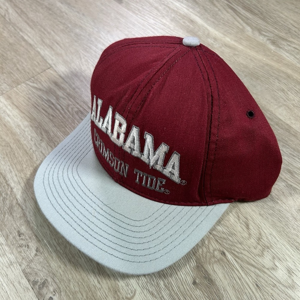 VTG Alabama Crimson Tide Arch Snapback Hat College Red Gray P Cap Made In USA - Picture 9 of 9
